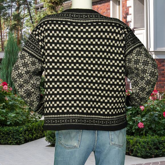 Vintage Squaw Valley Fair Isle Nordic Norwegian Icelandic Wool Cardigan Sweater - Picture 5 of 10